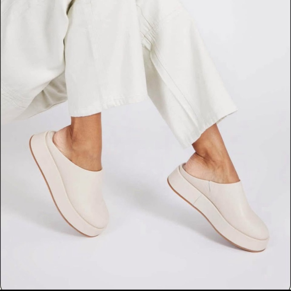 Cream Slip-On Mules